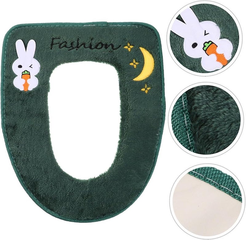 غطاء مقعد المرحاض المخملي المزهر من Hootnee بتصميم سحاب للتنظيف السهل والتركيب المريح لراحة الشتاء - Image 4